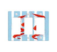 Plaques murales en thermoplastique pour interrupteur Motif crevettes côtières Bleu nautique pour décoration de plage Taille standard 3 interrupteurs
