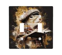 Plaques murales en thermoplastique pour interrupteur - Motif écureuil d'automne - Double bascule - Marron confortable pour décoration d'intérieur