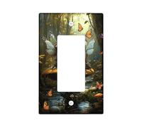 Plaques murales en thermoplastique pour interrupteur Motif forêt enchantée avec papillons Taille standard Idéal pour les chambres d'enfants