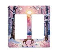 Plaques murales en thermoplastique pour interrupteur - Motif forêt enneigée - Pêche douce - Pour décoration d'intérieur - Taille standard - Double bascule