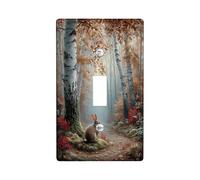 Plaques murales en thermoplastique pour interrupteur - Motif forêt marron avec lapin mignon - Plaque murale en thermoplastique - Taille standard