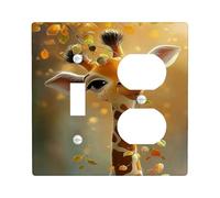 Plaques murales en thermoplastique pour interrupteur - Motif girafe d'automne - Accents jaunes et marron ludiques pour chambre d'enfant - Duplex à bascule de taille standard