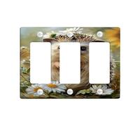 Plaques murales en thermoplastique pour interrupteur - Motif hérisson mignon - Marguerites florales pour décoration murale printanière - Plaque murale à 3 interrupteurs - Taille standard