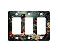 Plaques murales en thermoplastique pour interrupteur, motif oiseaux tropicaux, décoration de forêt tropicale verte vive pour décoration de maison, plaque murale à 3 interrupteurs de taille standard