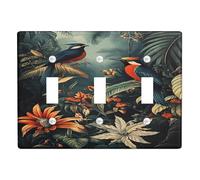 Plaques murales en thermoplastique pour interrupteur, motif oiseaux tropicaux, décoration de forêt tropicale verte vive pour décoration d'intérieur, plaques murales thermoplastique, taille standard
