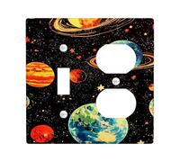 Plaques murales en thermoplastique pour interrupteur Motif planètes galactiques - Design coloré du système solaire pour décoration cosmique - Taille standard