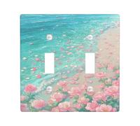 Plaques murales en thermoplastique pour interrupteur Motif roses pêches au bord de l'océan Taille standard Double bascule