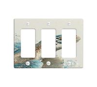 Plaques murales en thermoplastique pour interrupteur, motif tortue verte aquatique, créatures océaniques bleu océan pour décoration d'intérieur, plaque murale à 3 interrupteurs de taille standard