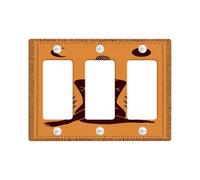 Plaques murales en thermoplastique pour interrupteur - Motif yoga orange terreux - Taille standard - 3 bandes