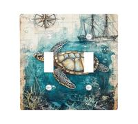 Plaques murales en thermoplastique pour interrupteur tortue de mer, bleu sarcelle, pour décoration nautique, double bascule de taille standard