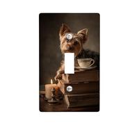 Plaques murales en thermoplastique pour interrupteur Yorkshire Terrier, décoration canine marron café pour décoration d'intérieur, plaques murales en thermoplastique, taille standard
