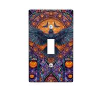 Plaques murales en verre teinté pour Halloween, motif corbeau violet et citrouille pour décoration murale, plaques murales thermoplastique, taille standard