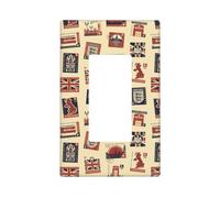 Plaques murales imprimées avec timbre d'Angleterre - Plaques murales de taille moyenne 12,7 x 7,6 cm - Couvercles décoratifs pour interrupteur - En polycarbonate thermoplastique