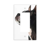 Plaques murales noires et blanches Boston Terrier 1 gang taille standard 11,2 x 6,9 cm Couvercles décoratifs pour interrupteur en polycarbonate thermoplastique