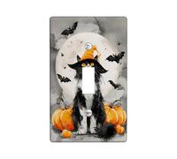 Plaques murales pour interrupteur d'Halloween en forme de chat - Motif citrouille noire et orange - Pour décoration murale - Plaques murales en thermoplastique - Taille standard