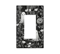 Plaques murales pour interrupteur Halloween Ghosts - Noir et blanc - Avec citrouilles - Plaques murales thermoplastiques - Taille standard