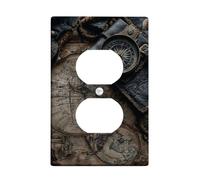 Plaques murales thermoplastiques pour interrupteur boussole et carte du monde - Thème voyage vintage pour décoration d'intérieur - Taille standard
