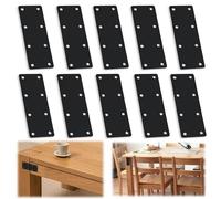 Plaques Perforées Noir Connecteur Bois, 10 Pièces Plaques Equerre d'Assemblage 10x3.8x0.5cm Equerre Plate Metal Connecteurs Plats Fer Plat Perforé pour Bois Meubles Réparation Fixation