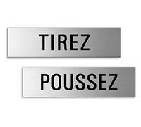 Plaques Tirez Poussez 150x40 mm Lot de 2 Aluminium brossé Aspect Acier inox