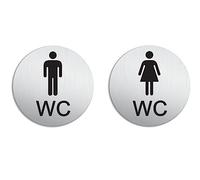 Plaques Toilettes WC Dames Messieurs Lot de 2 Ø 100 mm Signalétique Aluminium brossé