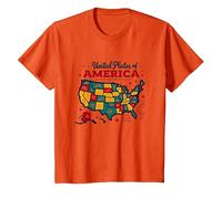 Plaques Unies d'Amérique T-Shirt, Enfant, Orange, 12 Ans