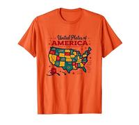 Plaques Unies d'Amérique T-Shirt, Homme, Orange, L