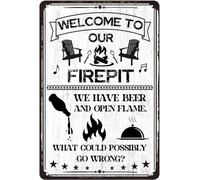 Plaques Welcome dans Notre Foyer. Nous Avons De La Bière Et Une Flamme Nue. Qu'est-Ce Qui Pourrait Mal Se Passer ? Plaque Métallique Rétro Panneaux pour Exterieur Pub Cour S