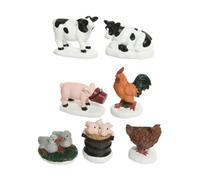 PLAQUETTE DE 7 FIGURES ANIMAUX DE FERME EN POLYRESINE