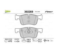 Valeo Jeu de plaquettes de frein First 302269 – Essieu avant, accessoires montés – Jeu de 4