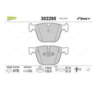 Valeo Plaquettes de frein First 302290 – Jeu de 4, essieu arrière, accessoires montés