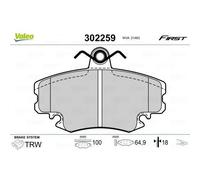 VALEO Plaquettes de frein Essential 302259 – Jeu de 4, essieu avant, certifiées ECE‑R90