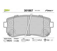 Valeo Plaquettes de frein Essential 301867 Essieu arrière Jeu de 4 Certifiées ECE-R90