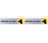 Plaquette de porte Attention au chien - couleur 170x45mm - 4032610 (Lot de 2)