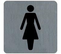 Plaquette de porte toilettes femmes 10 x 10 cm aluminium brossé