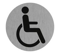 Plaquette de porte Toilettes Handicapés - Aluminium brosse Ø75mm - 4383040