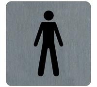 Plaquette de porte toilettes hommes 10 x 10 cm aluminium brossé