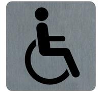 Plaquette de porte toilettes personnes handicapées 10 x 10 cm aluminium brossé