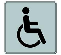 Plaquette WC handicapés - Classique argent 90x90mm - 4330273