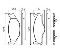 Bosch BP736 - Plaquettes de Frein Avant pour Voiture - Qualité Bosch - Réduction du Bruit et de la Poussière - Certifié ECE-R90 - Sans Cuivre - Jeu de 4 Plaquettes