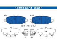 Plaquettes de frein 13.0460-2657.2 ATE pour JEEP WRANGLER IV
