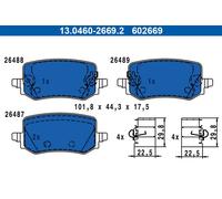 Plaquettes de frein 13.0460-2669.2 ATE pour HYUNDAI KIA