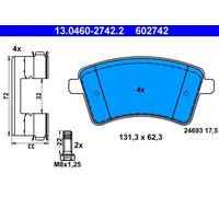 Jeu de plaquettes de frein ATE 13.0460-2742.2, avant