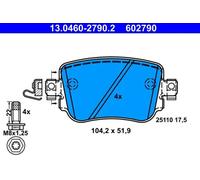 Plaquettes de frein 13.0460-2790.2 ATE pour AUDI VW SEAT SKODA