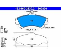 Plaquettes de frein 13.0460-2830.2 ATE pour MITSUBISHI VOLVO