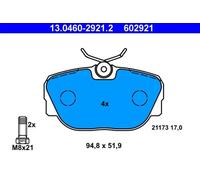 Jeu de plaquettes de frein ATE 13.0460-2921.2, avant