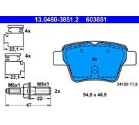 Plaquettes de frein 13.0460-3851.2 ATE pour PEUGEOT 207 207 CC 207 SW