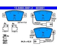ATE Jeu de plaquettes de frein à disque 13.0460-3861.2 arrière pour Alfa Romeo, Fiat, Lancia