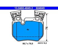 Plaquettes de frein 13.0460-4849.2 ATE pour BMW 1 Coupé 1 Décapotable