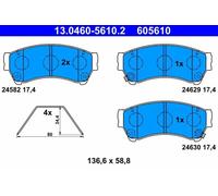 Plaquettes de frein 13.0460-5610.2 ATE pour MAZDA 6 A trois volumes 6 Break