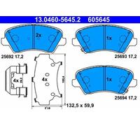 Plaquettes de frein 13.0460-5645.2 ATE pour HYUNDAI KIA